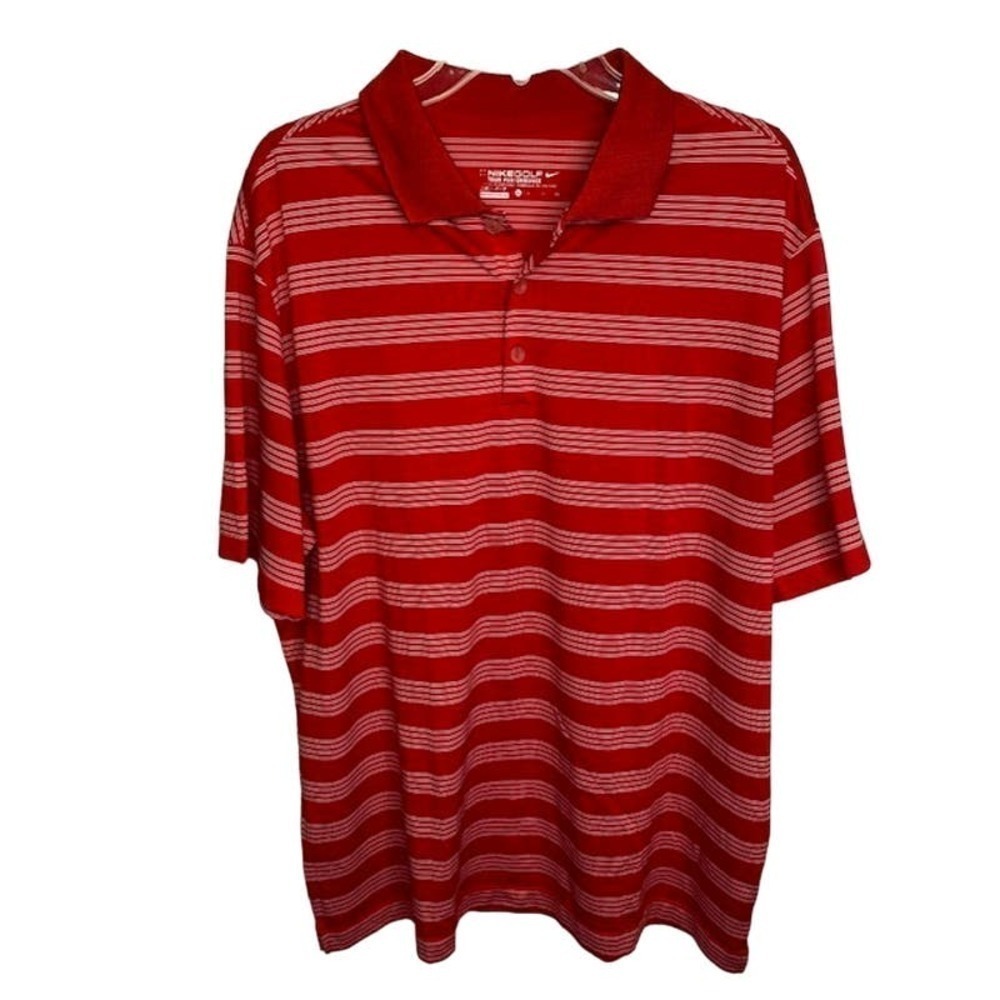Nike‎ Golf Men's X-Large Short Sleeve Golf Polo Shirt Red Stripped